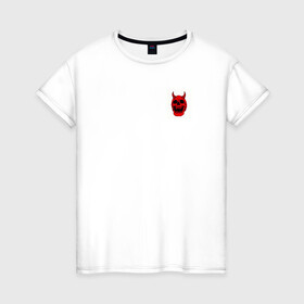 Женская футболка хлопок с принтом rip в Белгороде, 100% хлопок | прямой крой, круглый вырез горловины, длина до линии бедер, слегка спущенное плечо | демон | модно | принт | топ | череп