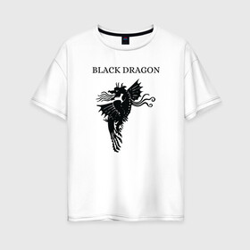 Женская футболка хлопок Oversize с принтом Дракон  в Белгороде, 100% хлопок | свободный крой, круглый ворот, спущенный рукав, длина до линии бедер
 | black | dragon | дракон | жар | черный