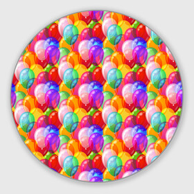 Коврик для мышки круглый с принтом Воздушные Шары в Белгороде, резина и полиэстер | круглая форма, изображение наносится на всю лицевую часть | birthday | happy birthday | holiday | воздушные шары | день рождения | именины | подарки | праздник | торт | юбилей