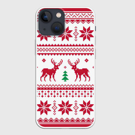 Чехол для iPhone 13 mini с принтом Зимняя ночь в Белгороде,  |  | арт | вязаный рисунок | вязь | дерево | ёлка | ёлки | ель | новый год | олени | олень | рисунок | рождество | снег | снежинка | снежинки