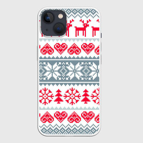 Чехол для iPhone 13 с принтом Вязаный рисунок в Белгороде,  |  | арт | вязаный рисунок | вязь | любовь | новый год | ночь | олени | олень | рисунок | рождество | сердечки | сердечко | сердце | снег | снеговик | снеговики | снежинка | снежинки