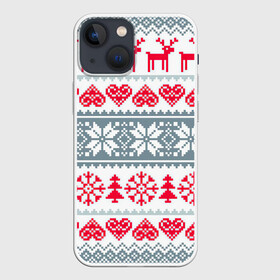 Чехол для iPhone 13 mini с принтом Вязаный рисунок в Белгороде,  |  | арт | вязаный рисунок | вязь | любовь | новый год | ночь | олени | олень | рисунок | рождество | сердечки | сердечко | сердце | снег | снеговик | снеговики | снежинка | снежинки