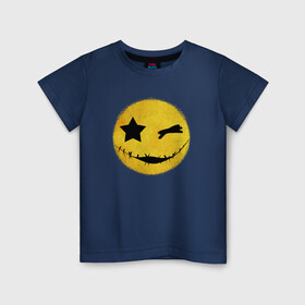Детская футболка хлопок с принтом Смайл желтый в Белгороде, 100% хлопок | круглый вырез горловины, полуприлегающий силуэт, длина до линии бедер | emoji | smile | глаза крестики | злой смайл | злой смайлик | зубы | контраст | крестики | подарок | пятна | смайл | смайлик | улыбка | эмоджи | эмоция