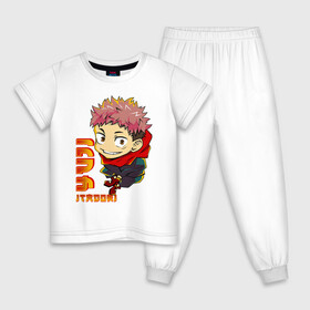 Детская пижама хлопок с принтом Yuji Itadori Jujutsu Kaisen в Белгороде, 100% хлопок |  брюки и футболка прямого кроя, без карманов, на брюках мягкая резинка на поясе и по низу штанин
 | anime | jujutsu kaisen | manga | sorsery fight | yuji itadori | аниме | джутсу кайсен | дзюдзюцу кайсэн | засранец | итадори юдзи | маг | магическая битва | манга | проклятия | сосуд для сукуна