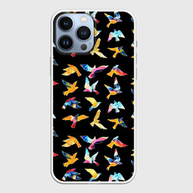 Чехол для iPhone 13 Pro Max с принтом парящие акварельные птицы в Белгороде,  |  | акварель | вечеринка | голубь | гуашь | диджей | диско | кисть | клуб | крылья | орёл | перья | полёт | птицы