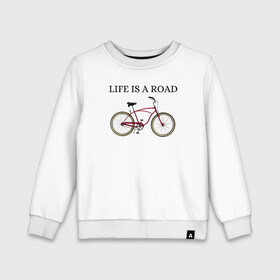 Детский свитшот хлопок с принтом Велосипед в Белгороде, 100% хлопок | круглый вырез горловины, эластичные манжеты, пояс и воротник | bike | life | road | велосипед | дорога | жизнь