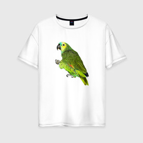 Женская футболка хлопок Oversize с принтом Попугайчик в Белгороде, 100% хлопок | свободный крой, круглый ворот, спущенный рукав, длина до линии бедер
 | bird | parrot | wings | крылья | попугай | птица