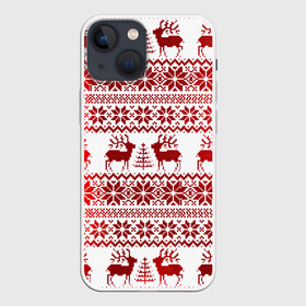 Чехол для iPhone 13 mini с принтом Зимний лес в Белгороде,  |  | арт | вязаный рисунок | вязь | ёлка | ёлки | ель | новый год | ночь | олени | олень | рисунок | рога | рождество | снег | снеговик | снеговики | снежинка | снежинки