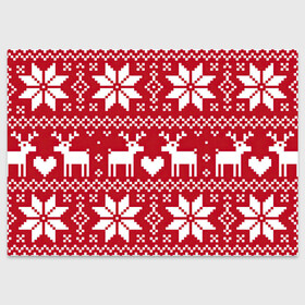 Поздравительная открытка с принтом Рождественские олени в Белгороде, 100% бумага | плотность бумаги 280 г/м2, матовая, на обратной стороне линовка и место для марки
 | Тематика изображения на принте: арт | большие цветы | большой цветок | вязаный рисунок | вязь | новый год | олени | олень | рисунок | рождество | сердечко | сердце | снег | снежинка | снежинки | цветок | цветы