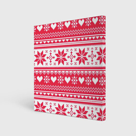 Холст квадратный с принтом Новогодний уют в Белгороде, 100% ПВХ |  | арт | вязаный рисунок | вязь | новый год | рисунок | рождество | сердечки | сердечко | сердца | сердце | снег | снежинка | снежинки
