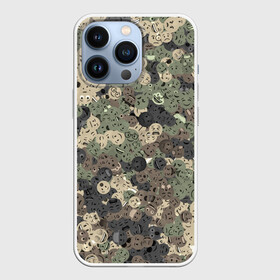 Чехол для iPhone 13 Pro с принтом Эмодзи камуфляж в Белгороде,  |  | emoji | emoticons | smiley | камуфляж | милитари | паттерн | смайлики | смайлы | хаки | эмодзи | эмоции