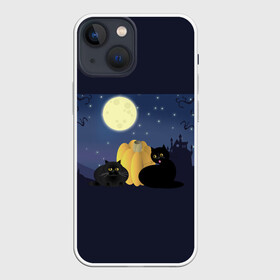 Чехол для iPhone 13 mini с принтом Котострашилка в Белгороде,  |  | halloween | helloween | ведьма | котики | мистика | мистический дом | ночь | страшно | тыква | хеллоуин | хэллоуин