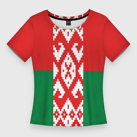 Женская футболка 3D Slim с принтом Белоруссия в Белгороде,  |  | беларусь | белоруссия | белорусская вышиванка | белорусская рубашка | вышиванка | вышивка крестом | звезда руси | лукашенко | оберег | обереги славян | обережная вышивка | обережные узоры