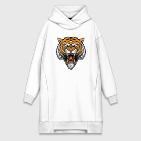 Платье-худи хлопок с принтом Ghost Tiger в Белгороде,  |  | 2022 | animal | cat | lion | tiger | год тигра | животные | зверь | зубы | кот | кошка | лев | охотник | полосатый | природа | тигр | тигренок | тигрица | хищник