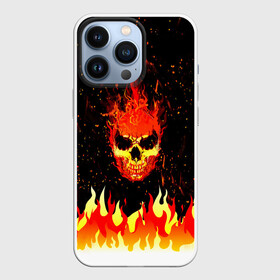 Чехол для iPhone 13 Pro с принтом Пылающий Череп (Огонь) в Белгороде,  |  | beast | fire | head | skulls | голова | зверь | зубы | кости | огонь | паттерн | пламя | скелет | текстура | точки | узор | черепа | черный | яркий