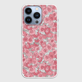 Чехол для iPhone 13 Pro с принтом Нежно коралловые розы в Белгороде,  |  | детский | коралловые розы | модный | розовые розы | розы | скетч | современный | цветочный узор | цветы