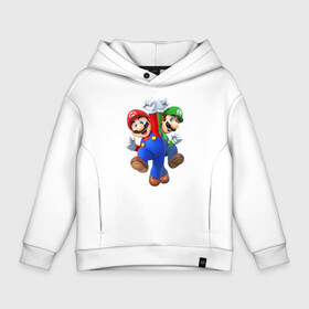 Детское худи Oversize хлопок с принтом Mario Bros в Белгороде, френч-терри — 70% хлопок, 30% полиэстер. Мягкий теплый начес внутри —100% хлопок | боковые карманы, эластичные манжеты и нижняя кромка, капюшон на магнитной кнопке | bros | luigi | mario | nintendo switch | odyssey | братья | луиджи | марио | нинтендо свитч | одиссея