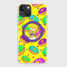 Чехол для iPhone 13 с принтом Гомер ням Пончик в Белгороде,  |  | cartoon | donut | homer | rainbow | the simpsons | yellow | в тренде | гомер | желтая | мультфильм | пончик | популярные | принт | радужный | симпсоны | топ