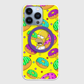 Чехол для iPhone 13 Pro с принтом Гомер ням Пончик в Белгороде,  |  | cartoon | donut | homer | rainbow | the simpsons | yellow | в тренде | гомер | желтая | мультфильм | пончик | популярные | принт | радужный | симпсоны | топ