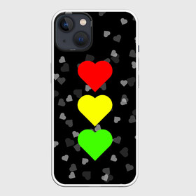 Чехол для iPhone 13 с принтом СВЕТОФОР ИЗ СЕРДЕЦ в Белгороде,  |  | affection | cardiac | fondness | heart | love | loving | девочке | девушке | женская солидарность | любить | любовь | мальчику | маме | мужчине | парная | светофор из сердец | сердечко | сердце