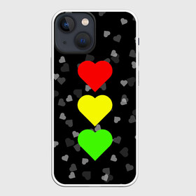 Чехол для iPhone 13 mini с принтом СВЕТОФОР ИЗ СЕРДЕЦ в Белгороде,  |  | affection | cardiac | fondness | heart | love | loving | девочке | девушке | женская солидарность | любить | любовь | мальчику | маме | мужчине | парная | светофор из сердец | сердечко | сердце