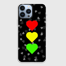 Чехол для iPhone 13 Pro Max с принтом СВЕТОФОР ИЗ СЕРДЕЦ в Белгороде,  |  | affection | cardiac | fondness | heart | love | loving | девочке | девушке | женская солидарность | любить | любовь | мальчику | маме | мужчине | парная | светофор из сердец | сердечко | сердце