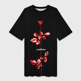Платье-футболка 3D с принтом Violator  Depeche Mode в Белгороде,  |  | depeche mode | альбом | альтернативный | вестник моды | группа | депеш мод | депешмод | дэйв гаан | индастриал | красно   белая | мартин гор | музыка | новая волна | роза | рок | синти поп | черная