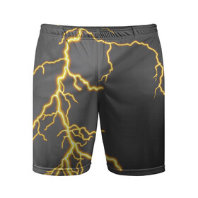 Мужские шорты спортивные с принтом Гром и молния в Белгороде,  |  | Тематика изображения на принте: гроза | гром | молния | электрический заряд | электричество | яркая молния