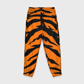 Детские брюки 3D с принтом Шкура тигра в Белгороде, 100% полиэстер | манжеты по низу, эластичный пояс регулируется шнурком, по бокам два кармана без застежек, внутренняя часть кармана из мелкой сетки | 2022 | tiger | животное | полосатый | полоски | полосы | тигр | хищник