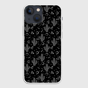 Чехол для iPhone 13 mini с принтом Черно белые кактусы в Белгороде,  |  | лето | мексиканский | монохромный | пляжный | популярный узор | пустыня | современный | цветы кактуса | черно белый