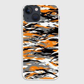 Чехол для iPhone 13 mini с принтом Тигровый камуфляж в Белгороде,  |  | 2022 | tiger | камуфляж | милитари | паттерн | полосатый | полоски | полосы | тигр