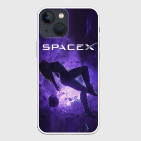 Чехол для iPhone 13 mini с принтом Space X Girl in zero gravity в Белгороде,  |  | american company | astronaut | emblem | girl | in zero gravity | logo | planets | space | space x | suborbital flights | американская компания | астронавт | в невесомости | девушка | космос | логотип | осколки | планеты | суборбитальные пол