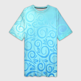 Платье-футболка 3D с принтом Нежный перелив в Белгороде,  |  | вензеля | вода | голубое | градиент | нежный перелив | орнамент | узор