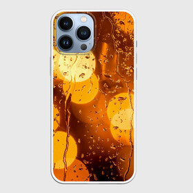 Чехол для iPhone 13 Pro Max с принтом Дождик золотой в Белгороде,  |  | bright | city | drops | evening | golden | lights | rain | wet | вечер | город | дождик | золотой | капли | мокрое | огни | стекло | яркие