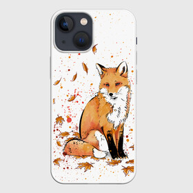 Чехол для iPhone 13 mini с принтом ЛИСА В ЛИСТЬЯХ   ОСЕННЕЕ НАСТРОЕНИЕ   FOX IN THE FOREST в Белгороде,  |  | autumn | forest | fox | животные | звери | лес | лиса | листья | музыка | ноты | осень | песни | природа