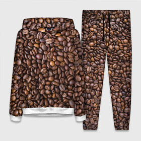 Женский костюм 3D (с толстовкой) с принтом Кофемания в Белгороде,  |  | black | coffee | coffee beans | coffeemania | roasted | жареные | зерна | кофе | кофейные | кофемания | черные