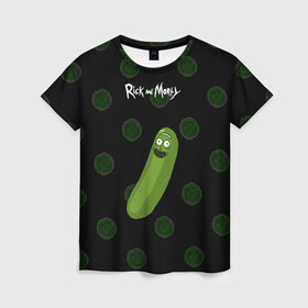 Женская футболка 3D с принтом Rick Pickle в Белгороде, 100% полиэфир ( синтетическое хлопкоподобное полотно) | прямой крой, круглый вырез горловины, длина до линии бедер | morty | pickle | ram | randm | rick | rick and morty | злой морти | злой рик | морти | мультфильмы | огурец | портал рик и морти | рик | рик и морти | рик огурец | рик огурчик | сыендук