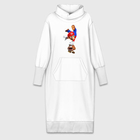 Платье удлиненное хлопок с принтом Goomba Hit в Белгороде,  |  | goomba | mario | mashrom | nintendo | switch | гриб | гумба | марио | нинтендо | свитч