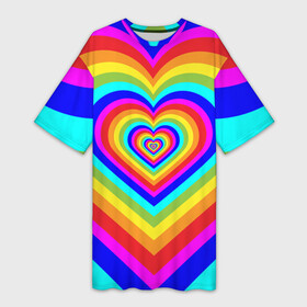 Платье-футболка 3D с принтом Цветные сердца  Colored hearts в Белгороде,  |  | Тематика изображения на принте: 00s | 2000s | 70s | 80s | 90s | aesthetic | bratz | colour | cow | cute | funny | girl | girly | glitter | grunge | heart | indie | meme | memes | pastel | pink | pinterest | popular | rainbow | retro | tiktok | trending | trendy | tumblr | vintage | vsco