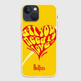 Чехол для iPhone 13 mini с принтом All u need is love Beatles в Белгороде,  |  | Тематика изображения на принте: alternative | beatles | music | rock | альтернатива | битлс | битлы | джон леннон | джордж харрисон | музыка | пол маккартни | ринго старр | рок