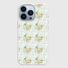 Чехол для iPhone 13 Pro с принтом Канарейки в клетках в Белгороде,  |  | Тематика изображения на принте: канарейки | клетка | паттерн | попугаи | птенец | птица | птицы | птички