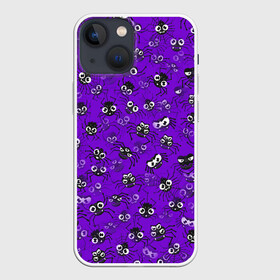 Чехол для iPhone 13 mini с принтом Вредные паучки в Белгороде,  |  | halloween | арахнофобия | паттерн | паук | пауки | паучок | фиолетовый | хеллоуин