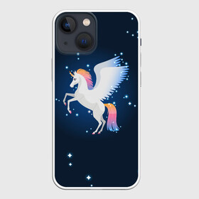 Чехол для iPhone 13 mini с принтом Милый пегас единорог с радужной гривой в Белгороде,  |  | horse | pony | rainbow | unicorn | аликорн | волшебно | единорог | единороги | звезды | крылья | лошадь | ночь | пегас | пони | радуга | рог | юникорн