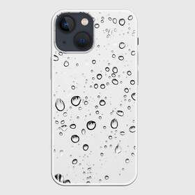 Чехол для iPhone 13 mini с принтом Утренний дождь в Белгороде,  |  | без надписей | белый | вода | дождь | капли | светлый | стекло