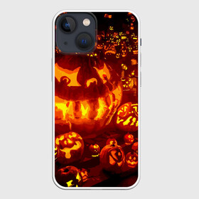 Чехол для iPhone 13 mini с принтом Тыквы на Хэллоуин в Белгороде,  |  | angry | different | fear | funny | glow | happy halloween | holiday | many | night | pumpkins | весёлые | злые | много | ночь | праздник | разные | светятся | тыквы | хэллоуин