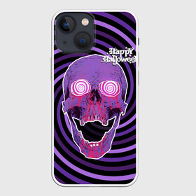 Чехол для iPhone 13 mini с принтом Магический череп в Белгороде,  |  | blood | day of the dead | from the eyes | happy halloween | holiday | hypnosis | lilac | look | magical | skull | spiral | взгляд | гипноз | день мертвых | из глаз | кровь | магический | праздник | сиреневый | спираль | хэллоуин | череп