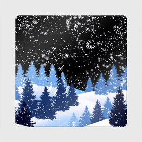 Магнит виниловый Квадрат с принтом Снежная ночь в зимнем лесу в Белгороде, полимерный материал с магнитным слоем | размер 9*9 см, закругленные углы | Тематика изображения на принте: christmas | christmas tree | happy new year | merry christmas | new year | snow | snowflakes | tree | белый снег | декабрь | ёлка | елки | зима | зима близко | зимний орнамент | зимний узор | лес | моро | новый год | пейзаж | подарок | природа