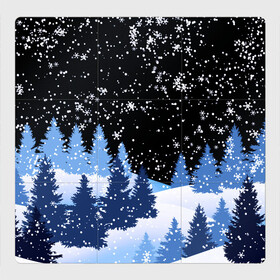 Магнитный плакат 3Х3 с принтом Снежная ночь в зимнем лесу в Белгороде, Полимерный материал с магнитным слоем | 9 деталей размером 9*9 см | christmas | christmas tree | happy new year | merry christmas | new year | snow | snowflakes | tree | белый снег | декабрь | ёлка | елки | зима | зима близко | зимний орнамент | зимний узор | лес | моро | новый год | пейзаж | подарок | природа