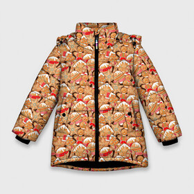 Зимняя куртка для девочек 3D с принтом Праздничное Печенье в Белгороде, ткань верха — 100% полиэстер; подклад — 100% полиэстер, утеплитель — 100% полиэстер. | длина ниже бедра, удлиненная спинка, воротник стойка и отстегивающийся капюшон. Есть боковые карманы с листочкой на кнопках, утяжки по низу изделия и внутренний карман на молнии. 

Предусмотрены светоотражающий принт на спинке, радужный светоотражающий элемент на пуллере молнии и на резинке для утяжки. | christmas | merry christmas | дед мороз | ёлка | елочные шары | игрушки | новый год | печенье | подарок | праздник | пряники | рождество | с новым годом | сантаклаус | сладости | украшения