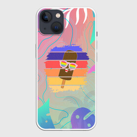 Чехол для iPhone 13 с принтом Эскимо в Тропиках в Белгороде,  |  | bright colors | ice cream | palm trees | popsicle | popular | top | trending | tropics | в топе | в тренде | мороженое | пальмы | популярные | тропики | эскимо | яркие цвета